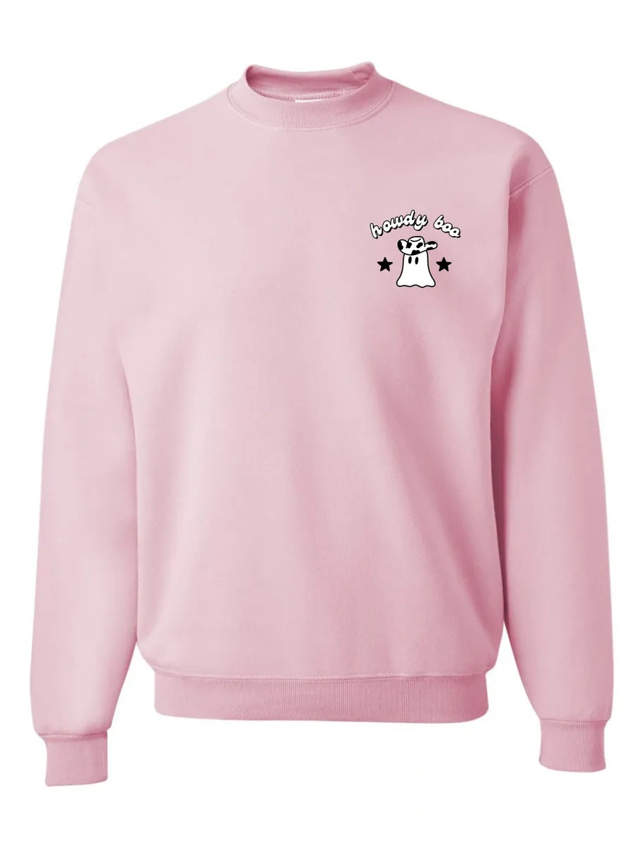 Cowgirl Ghost Howdy Boo Embroidered Crewneck Unisex Fall Halloween Sweatshirt