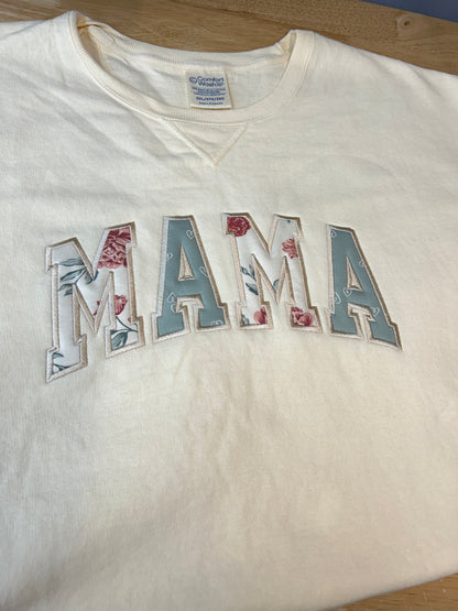 Custom Baby Blanket or Onesie Mama Applique Embroidered Crewneck Sweatshirt
