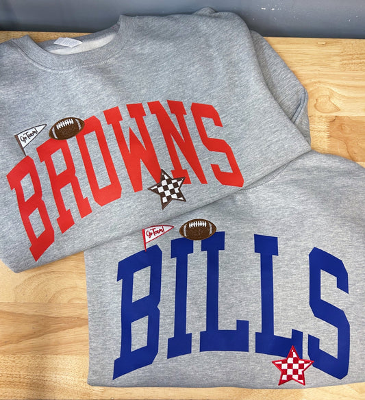 Make It Yours City or Team Printed + Embroidered Icons Boxy Crewneck Sweatshirt
