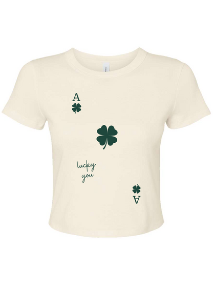 Lucky You Ace of Clubs Graphic Women's Micro Rib Baby Tee