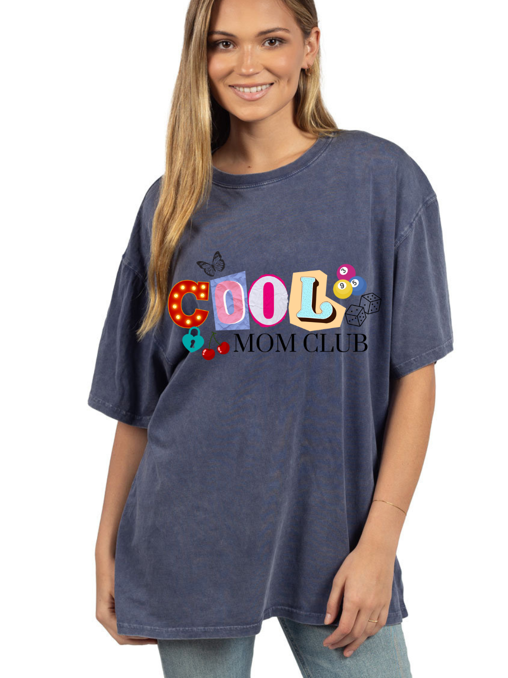 Cool Mom Club Retro Graphic Ladies' Oversized T-Shirt