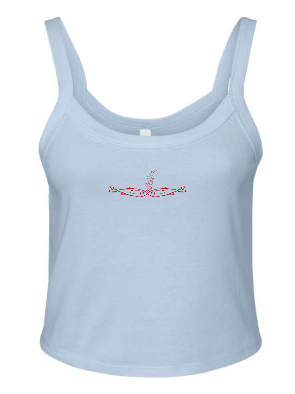 Sardine Love Embroidered Rib Spaghetti Strap Women's Baby Tank