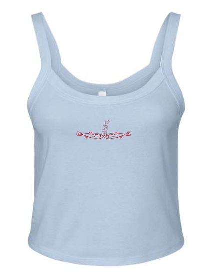 Sardine Love Embroidered Rib Spaghetti Strap Women's Baby Tank