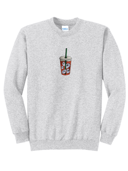 Iced Coffee Ghost Cubes Embroidered Crewneck Sweatshirt