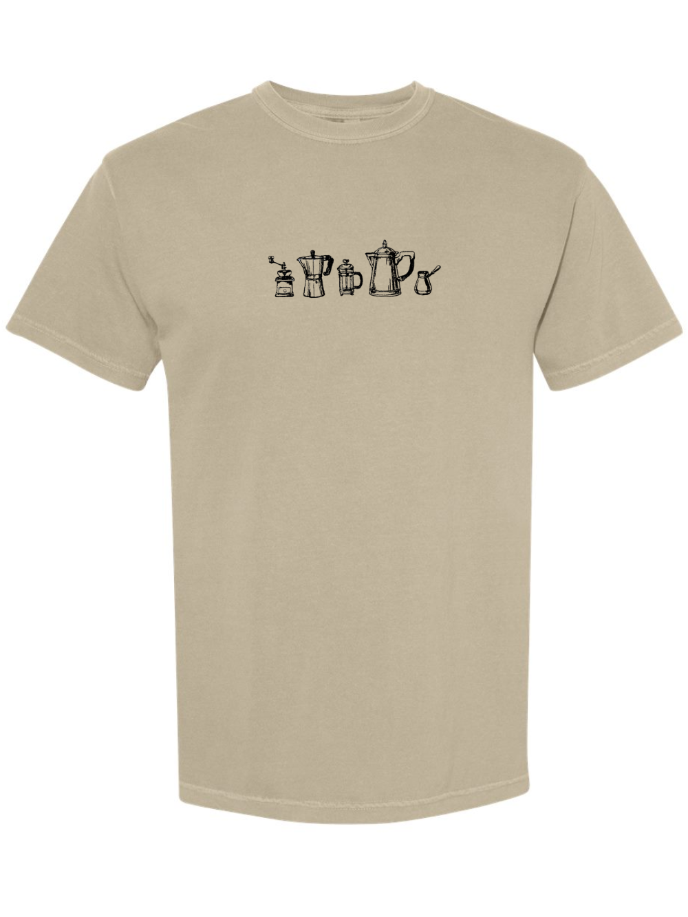 Coffee Doodles Embroidered Comfort Colors T-Shirt