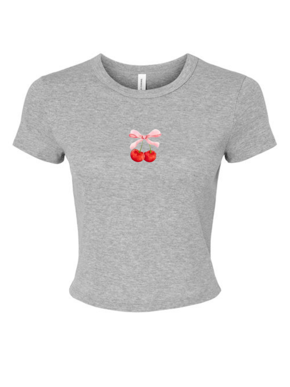 Cherry Coquette Bow Bella + Canvas Graphic Micro Rib Baby Tee