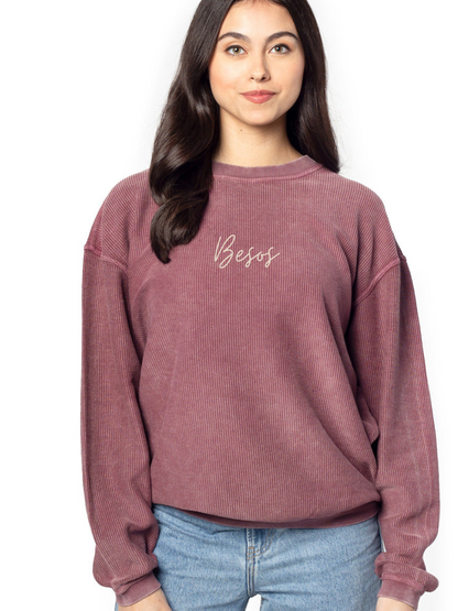 Love Languages Embroidered Corded Vintage Washed Crewneck Sweatshirt