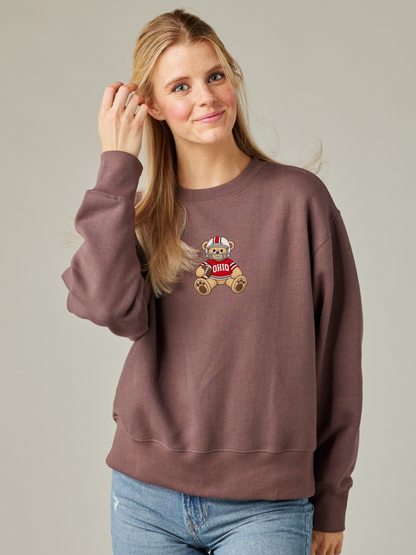 Ohio State Football Teddy Bear Embroidered Boxy Crewneck