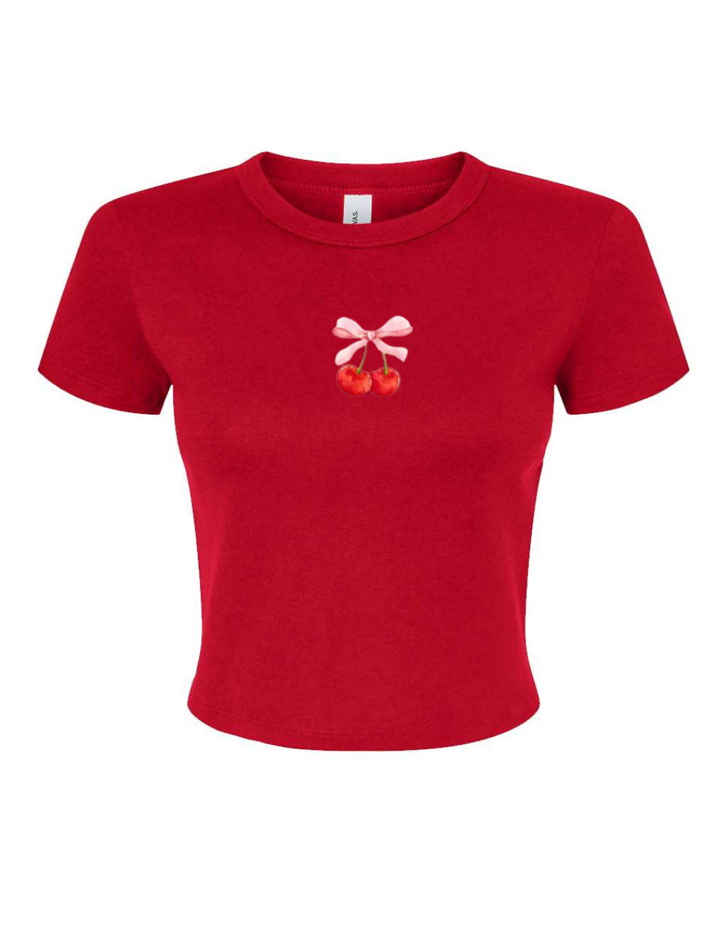 Cherry Coquette Bow Bella + Canvas Graphic Micro Rib Baby Tee