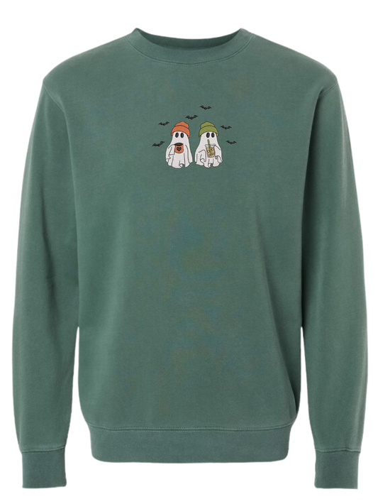 Two Coffee Ghosts Embroidered Sweatshirt