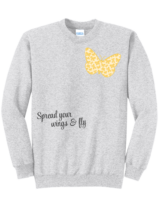 Spread Your Wings Embroidered Appliqué Crewneck Sweatshirt