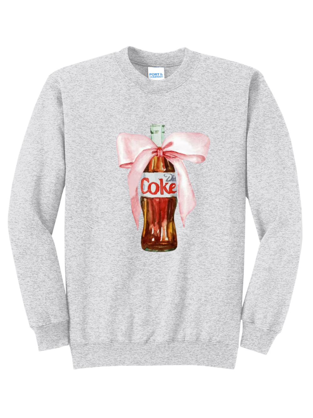 Diet Coke Bow Ash Crewneck Graphic Sweatshirt