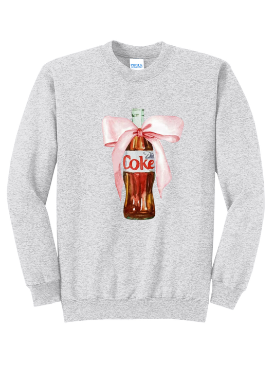 Diet Coke Bow Ash Crewneck Graphic Sweatshirt