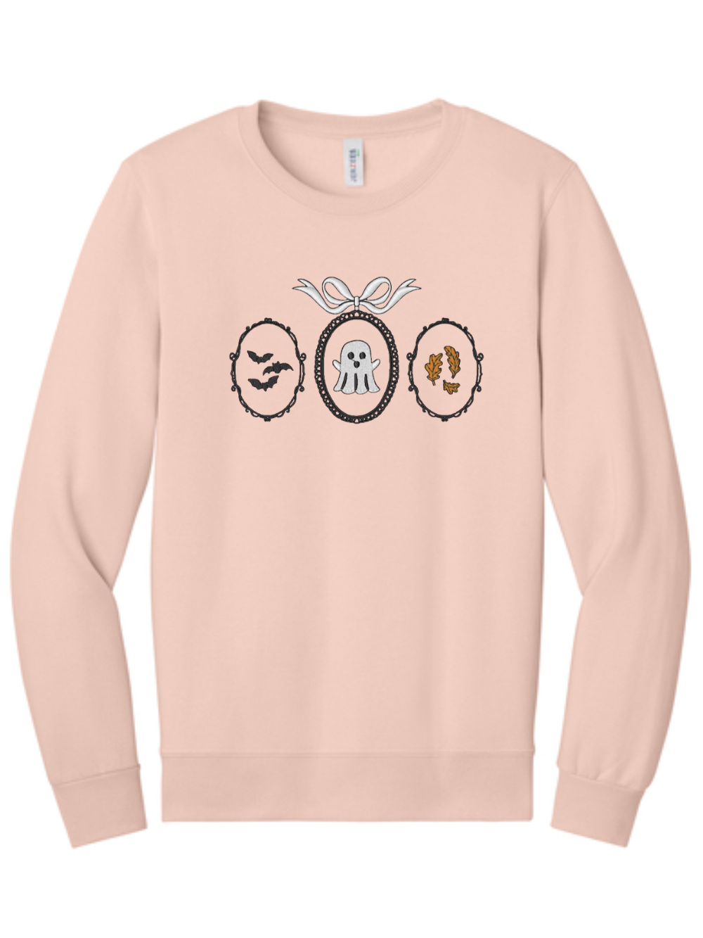 Spooky Frame Halloween Embroidered Fall Crewneck Sweatshirt