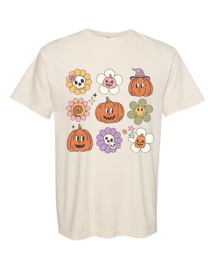 Groovy Pumpkin Floral Comfort Colors Graphic T-Shirt