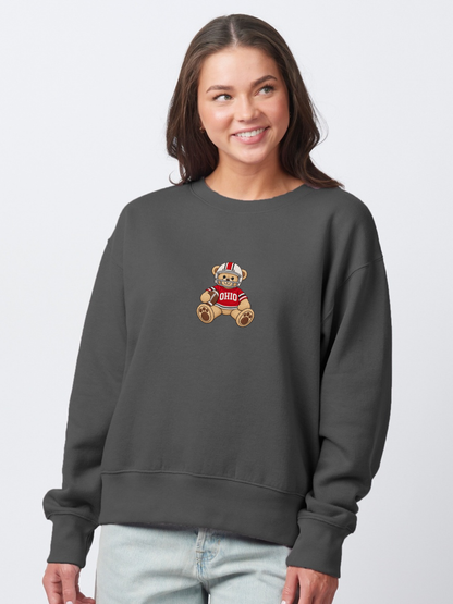 Ohio State Football Teddy Bear Embroidered Boxy Crewneck