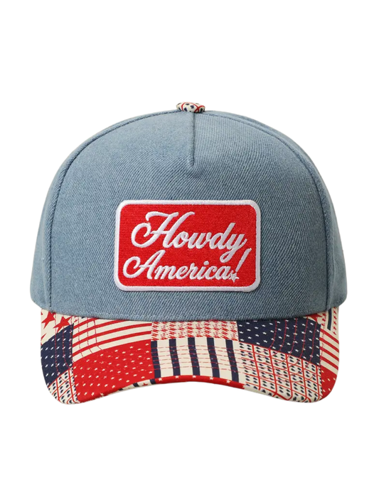 Howdy America Patch Denim Patchwork Trucker Hat