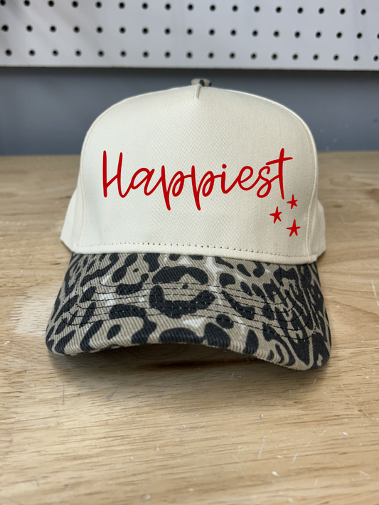 Happiest Embroidered Cheetah Bill Trucker Hat