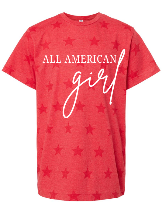 All American Girl OR Boy Toddler or Youth Printed Star T-Shirt