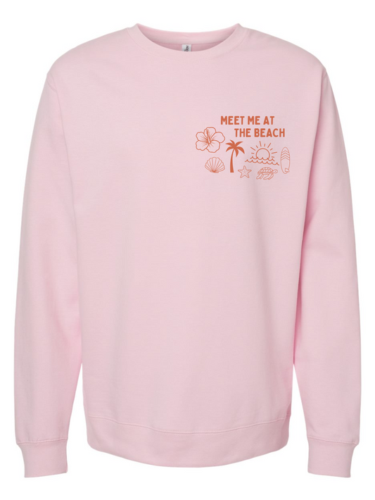 Meet Me At The Beach Embroidered Crewneck Sweatshirt