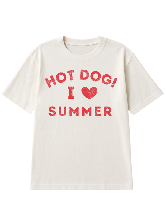 Hot Dog Summer Graphic Enza Printed Boxy Tee