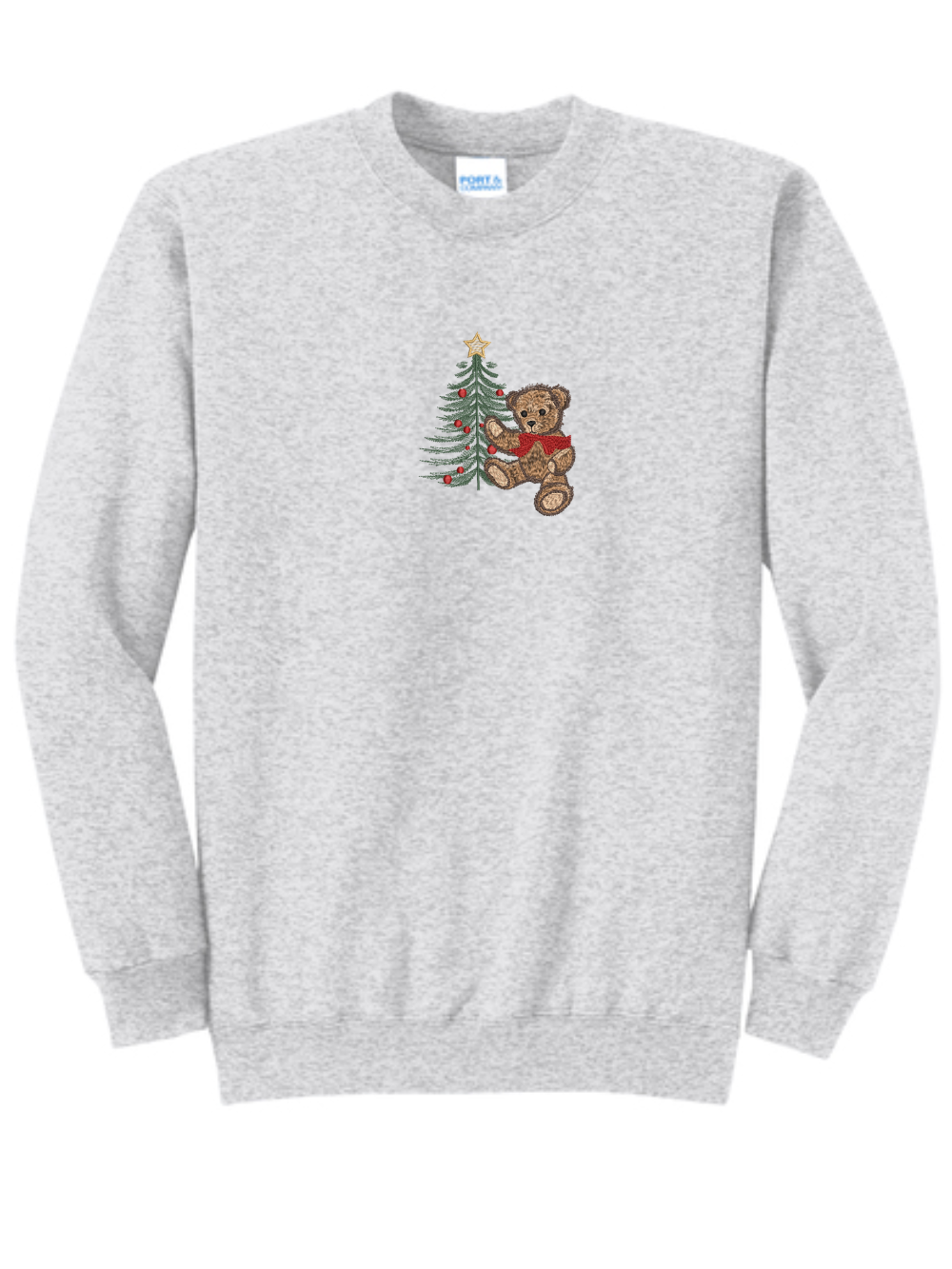 Teddy Bear Christmas Embroidered Crewneck Sweatshirt