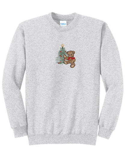 Teddy Bear Christmas Embroidered Crewneck Sweatshirt
