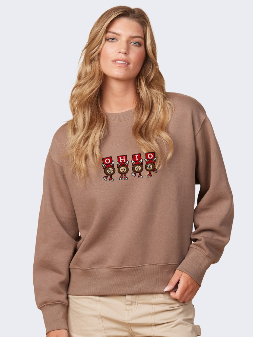 Ohio State Buckeyes Embroidered Boxy Crewneck