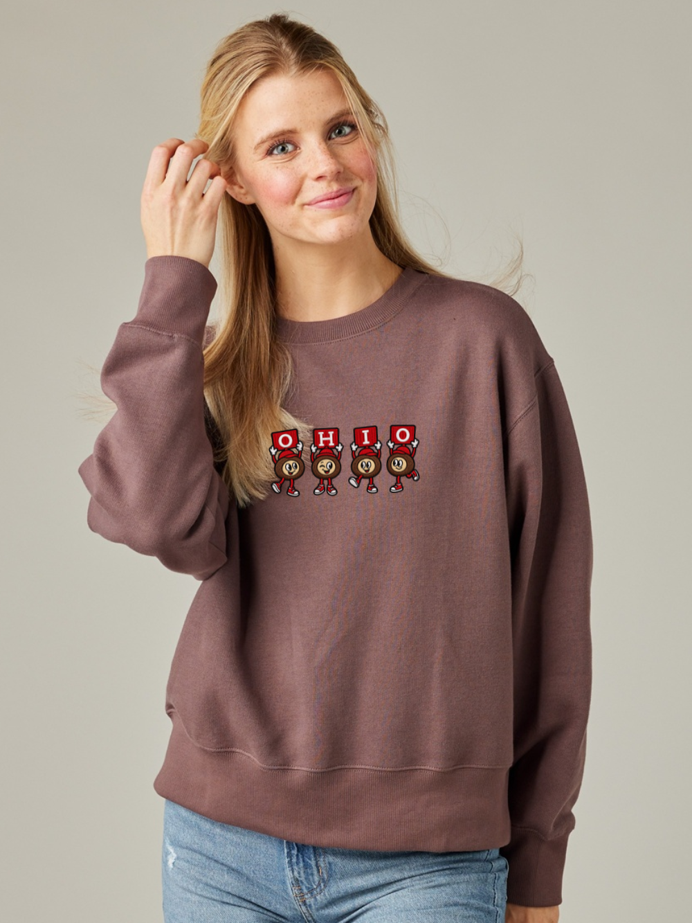 Ohio State Buckeyes Embroidered Boxy Crewneck
