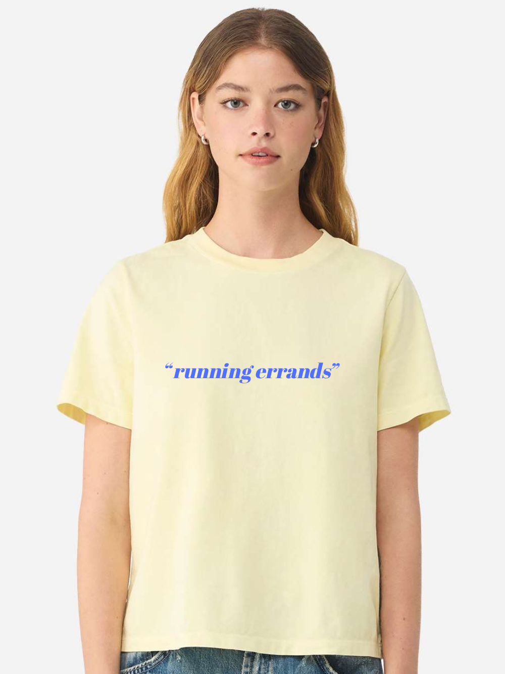 "Running errands" Embroidered Garment Dyed Women's Boxy Tee