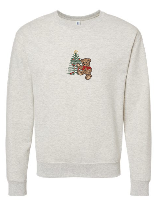 Teddy Bear Christmas Embroidered Crewneck Sweatshirt