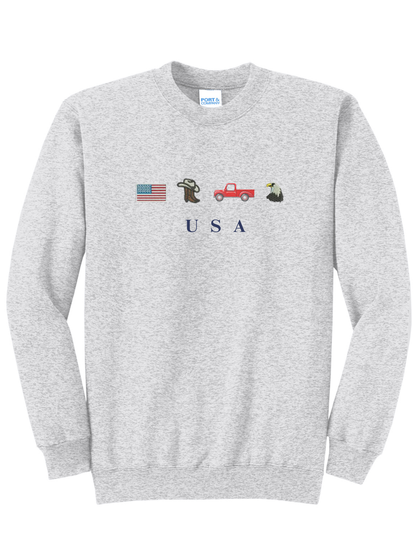 USA Vintage Icons Embroidered Crewneck Sweatshirt