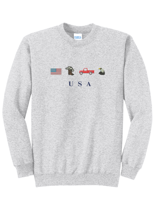 USA Vintage Icons Embroidered Crewneck Sweatshirt