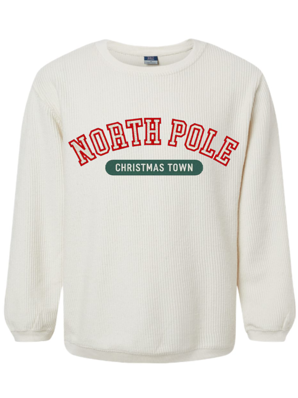 North Pole Embroidered Corded Crewneck Sweatshirt