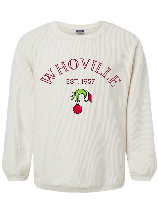 Whoville Embroidered Corded Crewneck Sweatshirt