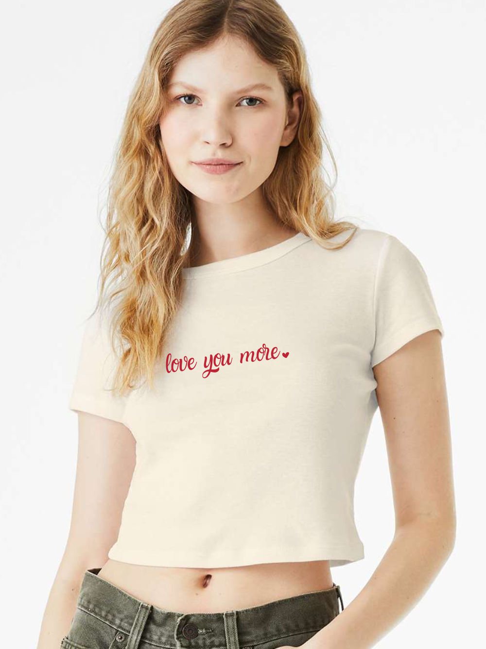 Love You More Embroidered Women's Baby Tee