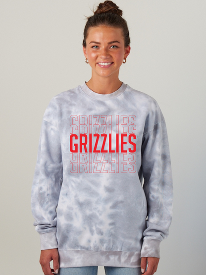 Grizzlies Repeated Adult Tie Dye Fleece Crewneck Sweatshirt