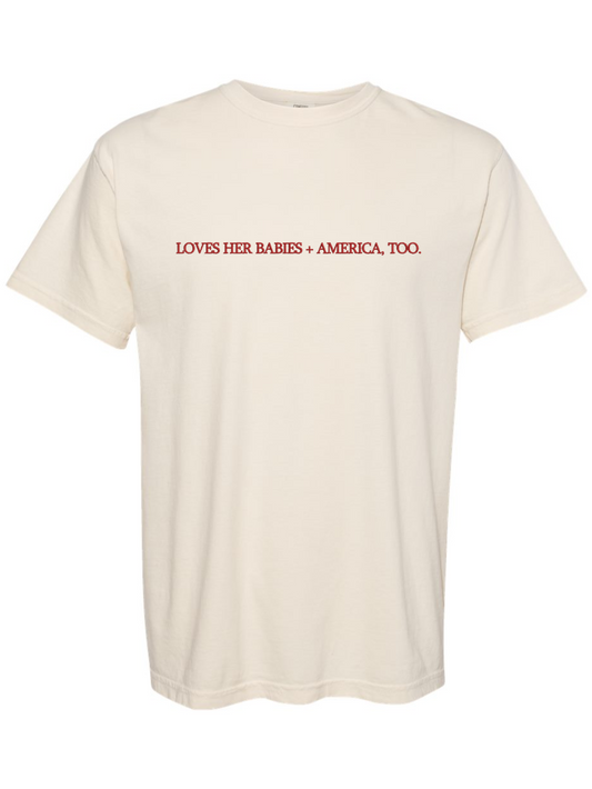 Loves Babies + America Too Embroidered Comfort Colors Tee