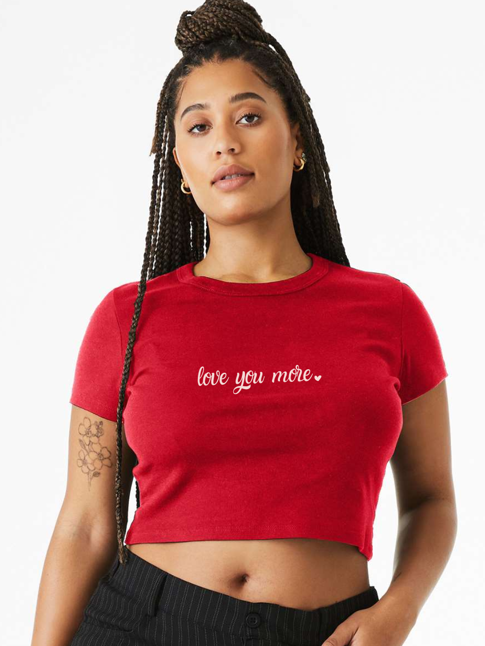 Love You More Embroidered Women's Baby Tee