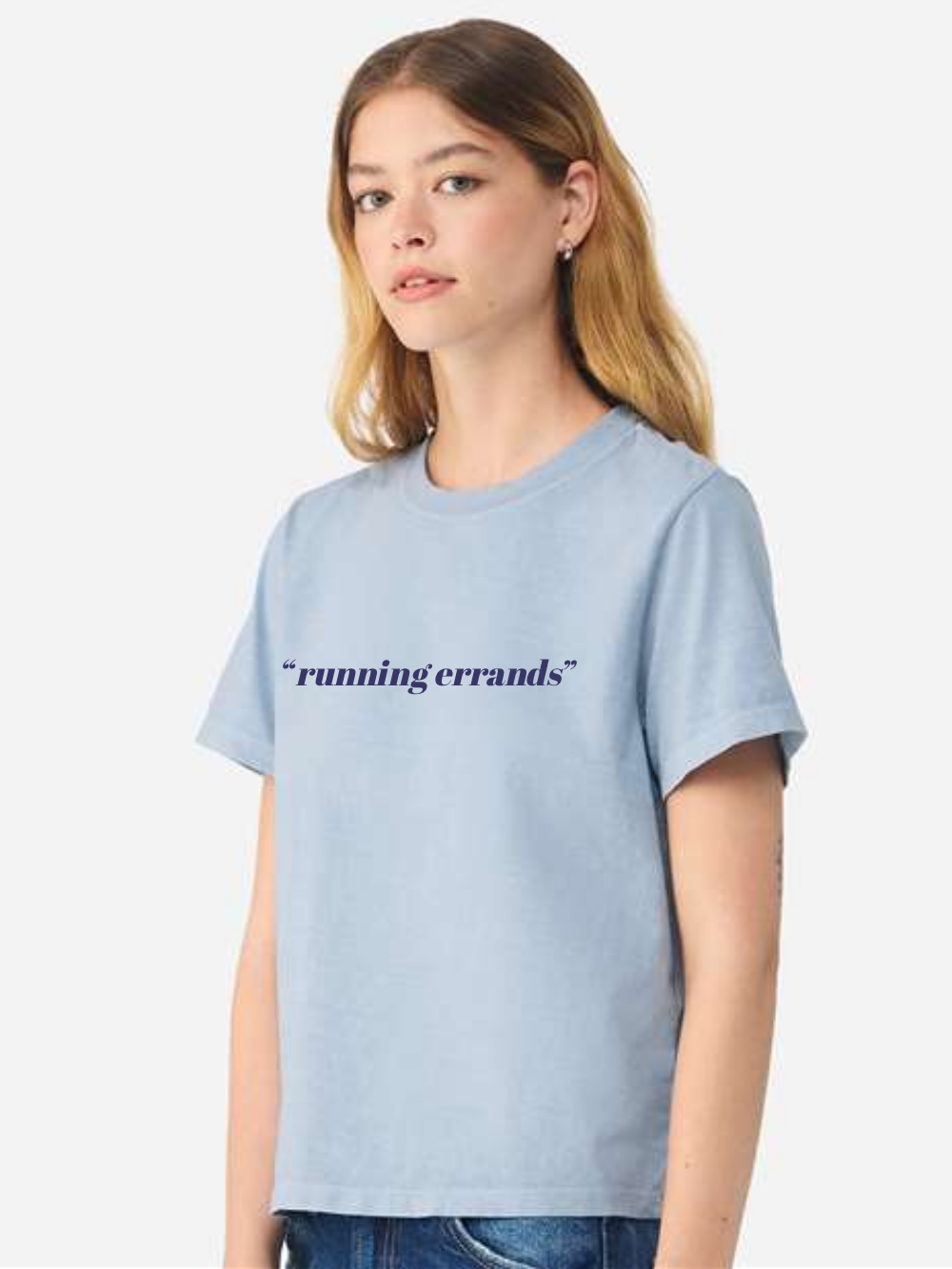 "Running errands" Embroidered Garment Dyed Women's Boxy Tee