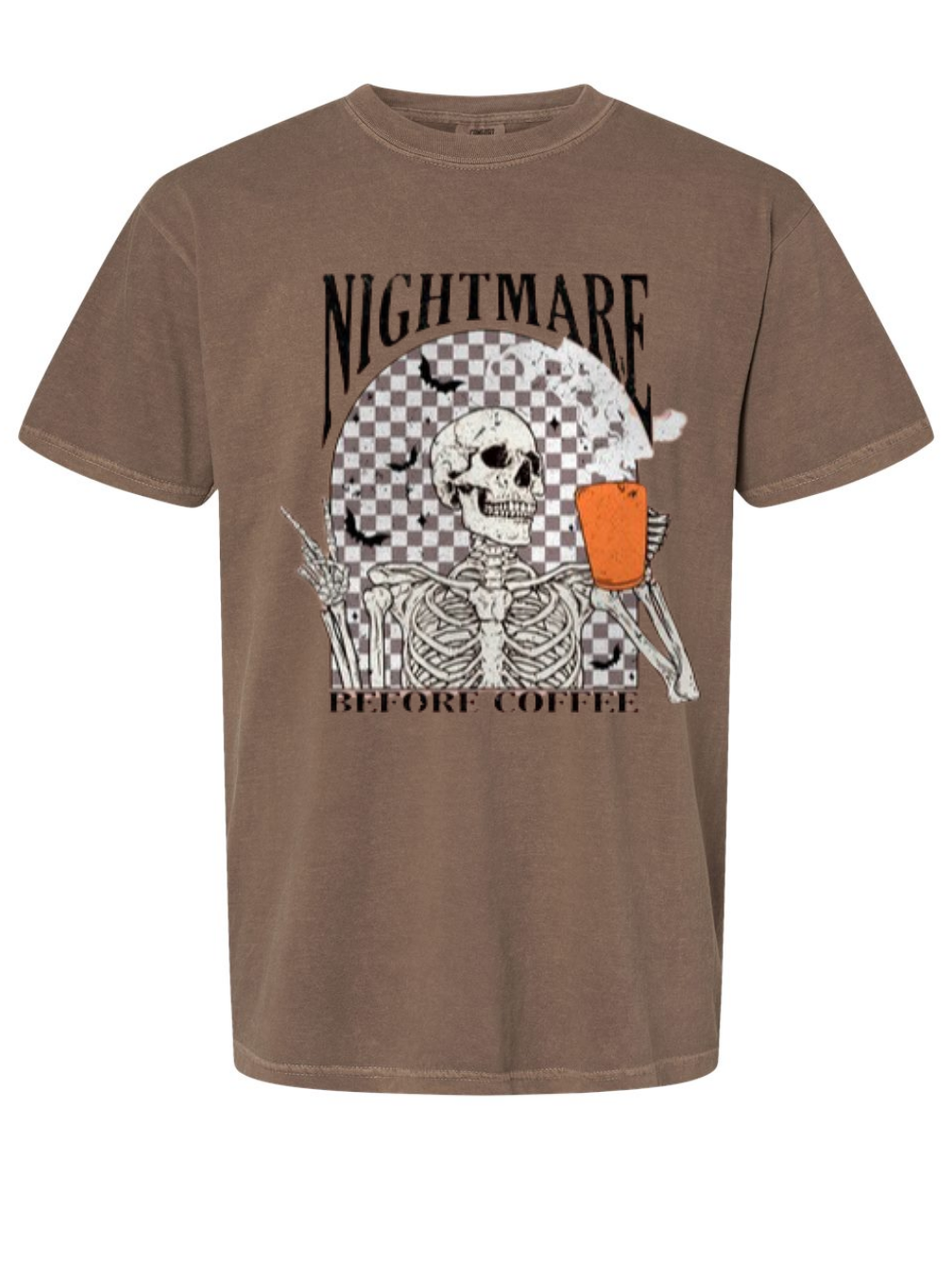 Nightmare Before Coffee Graphic Washed T-Shirt or Crew Sweatshirt