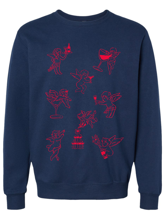 Cupid's Love Graphic Fleece Crewneck Sweatshirt
