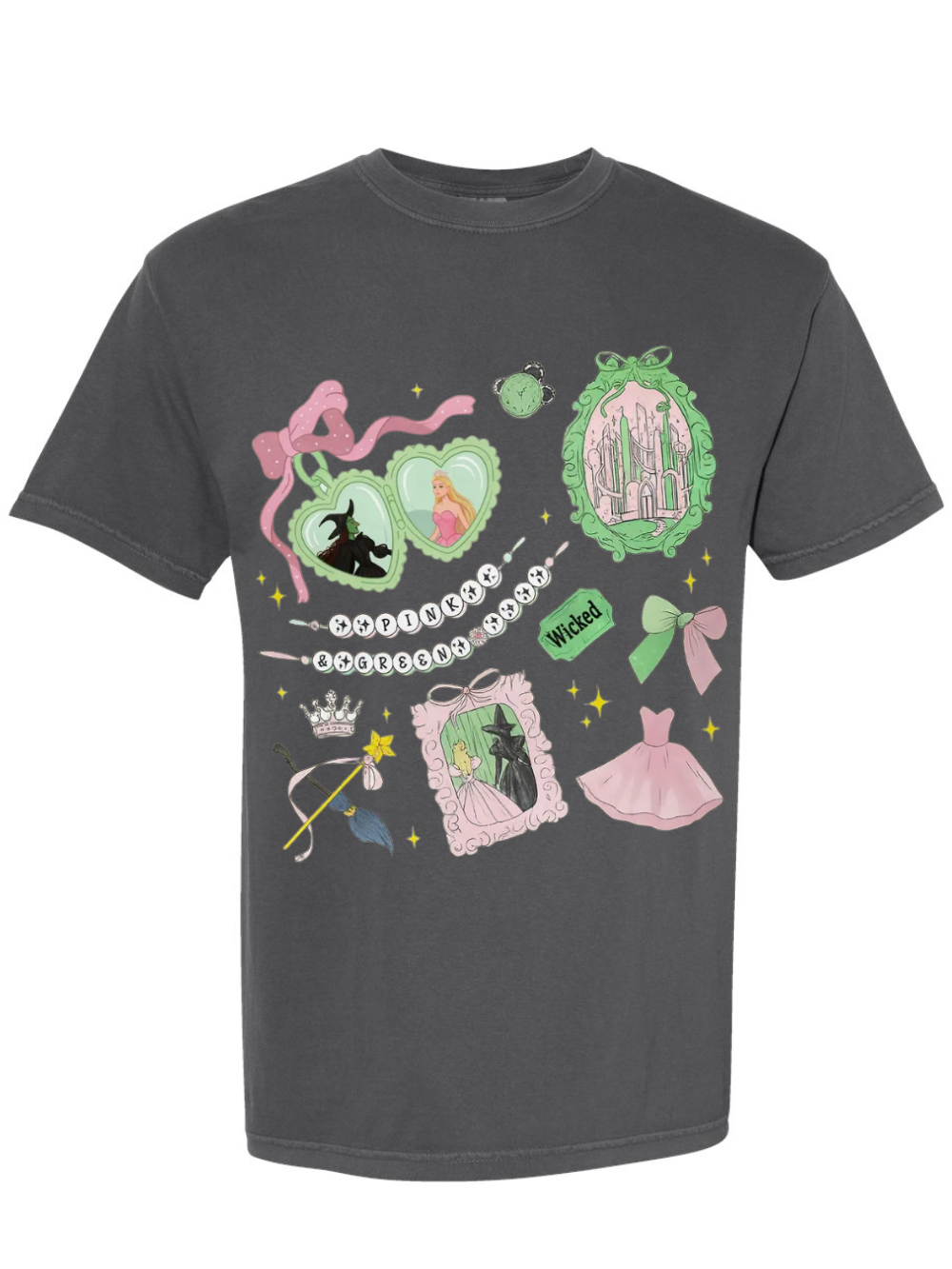 Pink & Green Wicked Icons Graphic Comfort Colors T-Shirt