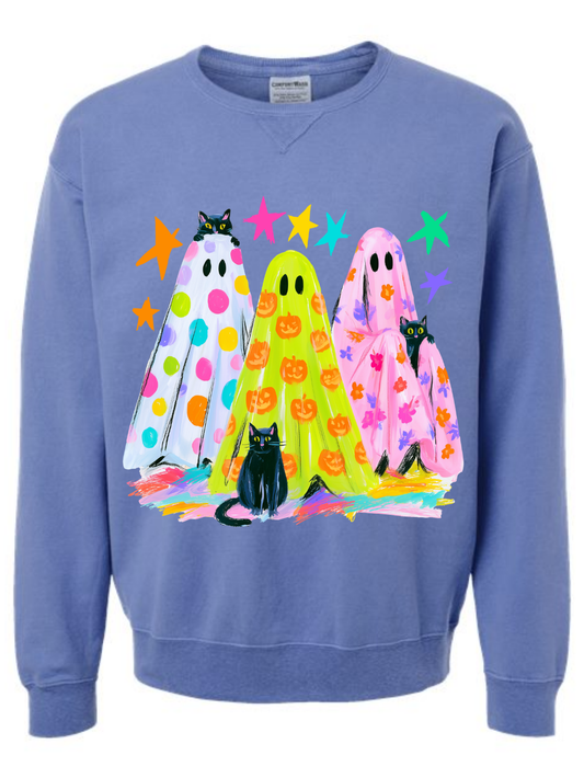 Preppy Halloween Graphic Comfort Wash Crewneck Sweatshirt