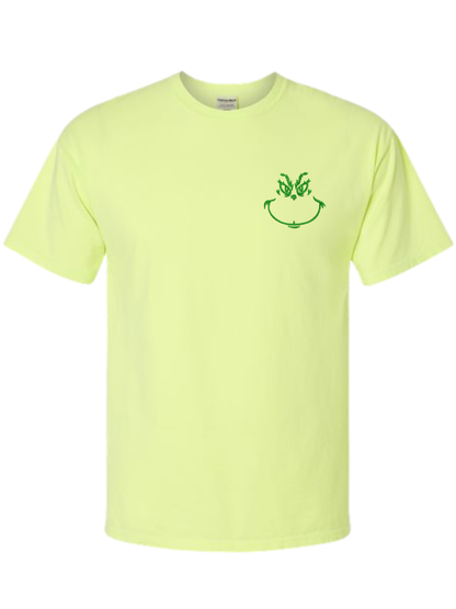 Grinch You're A Mean One Embroidered + Printed Christmas T-Shirt or Crewneck