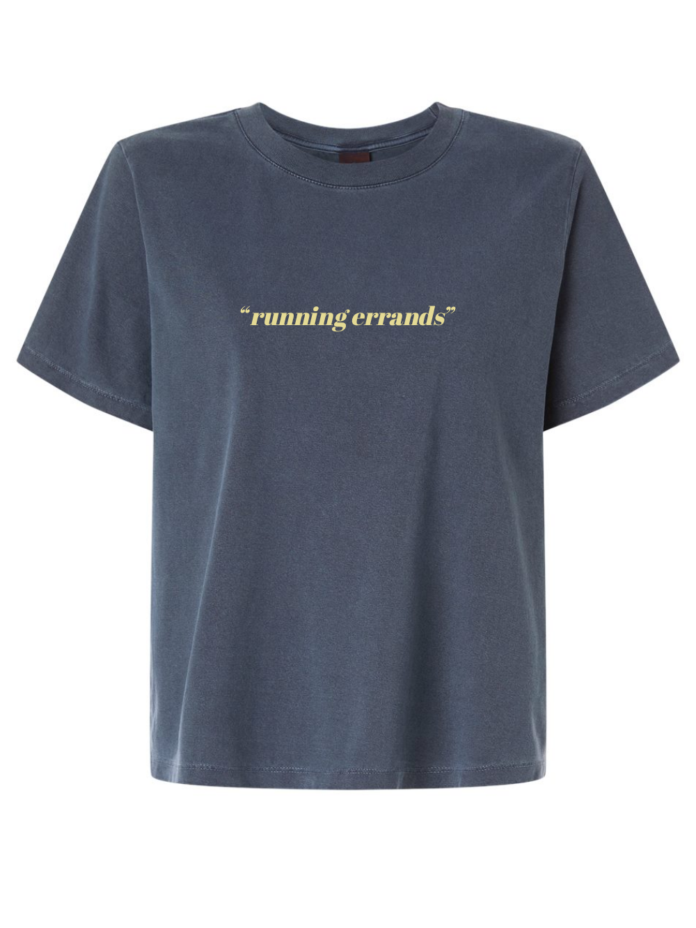"Running errands" Embroidered Garment Dyed Women's Boxy Tee