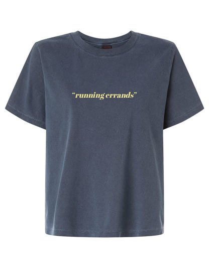 "Running errands" Embroidered Garment Dyed Women's Boxy Tee