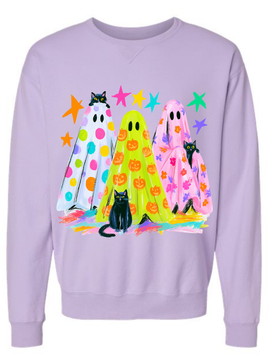 Preppy Halloween Graphic Comfort Wash Crewneck Sweatshirt