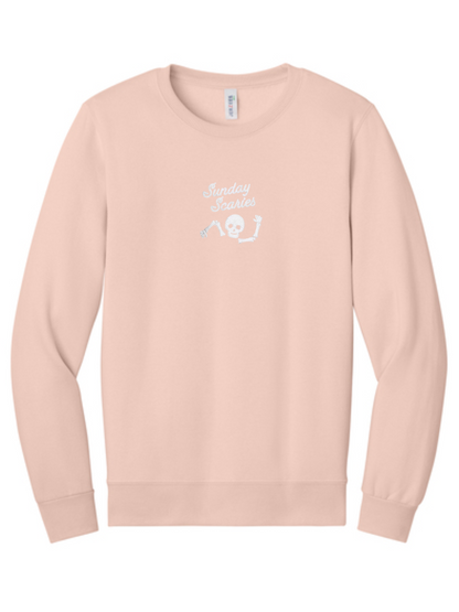 Sunday Scaries Skeleton Embroidered Fall Crewneck Sweatshirt