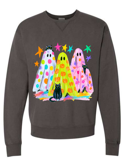 Preppy Halloween Graphic Comfort Wash Crewneck Sweatshirt